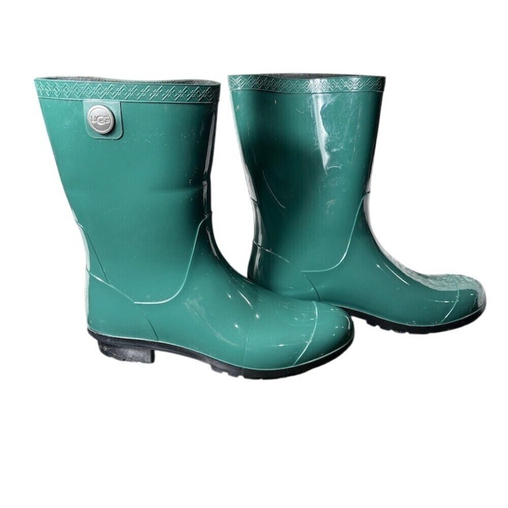 UGG Sienna Rain Boots Womens Size 9 Green Mid-Calf Waterproof Fisherman Fall
